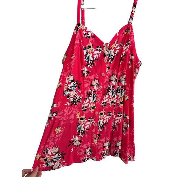 Torrid Pink Floral Sweetheart Cami Babydoll Top Size 00 - Picture 4 of 5